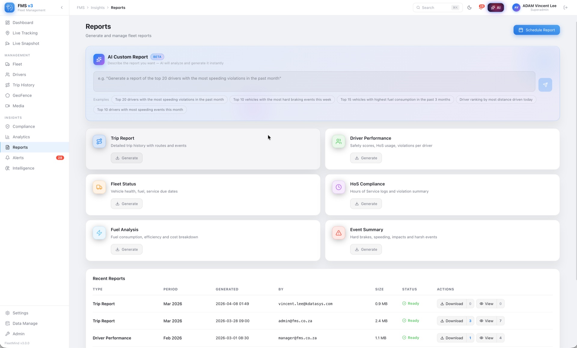 KDS Analytics and Reports dashboard