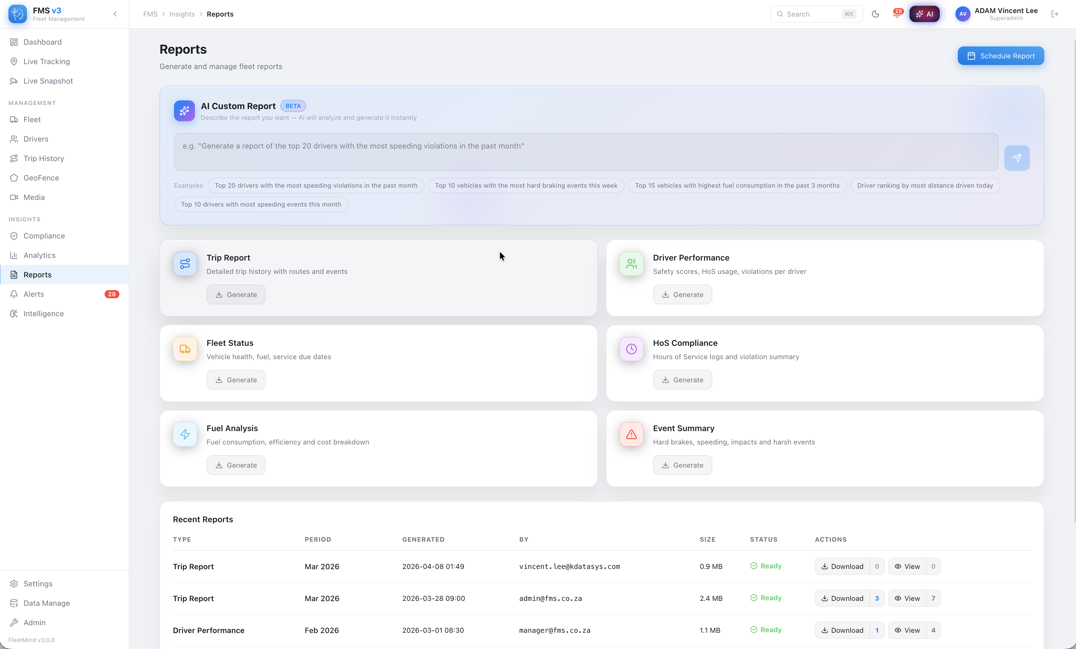 KDS Analytics and Reports dashboard